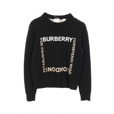 BURBERRY Horseferry Knit Pullover Sweaters 8052414 cotton B&W Beige #XS Women