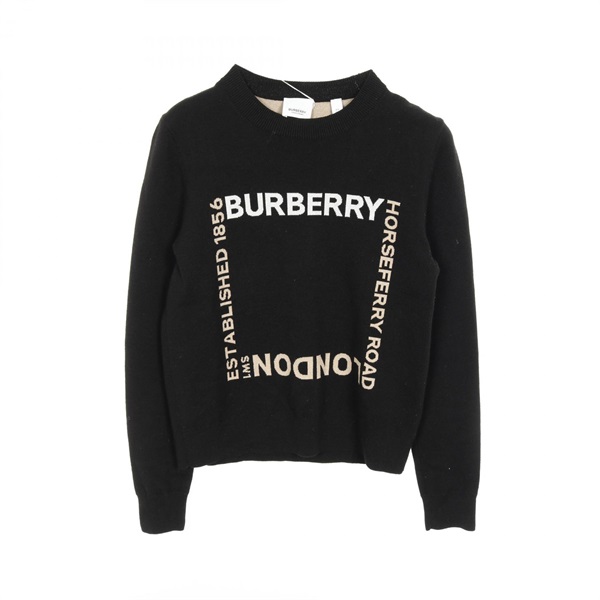 BURBERRY Horseferry Knit Pullover Sweaters 8052414 cotton B&W Beige #XS Women