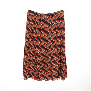GUCCI Lines Pattern Skirt 419422 Silk Wool Brown Multicolor Size 36 Used Women