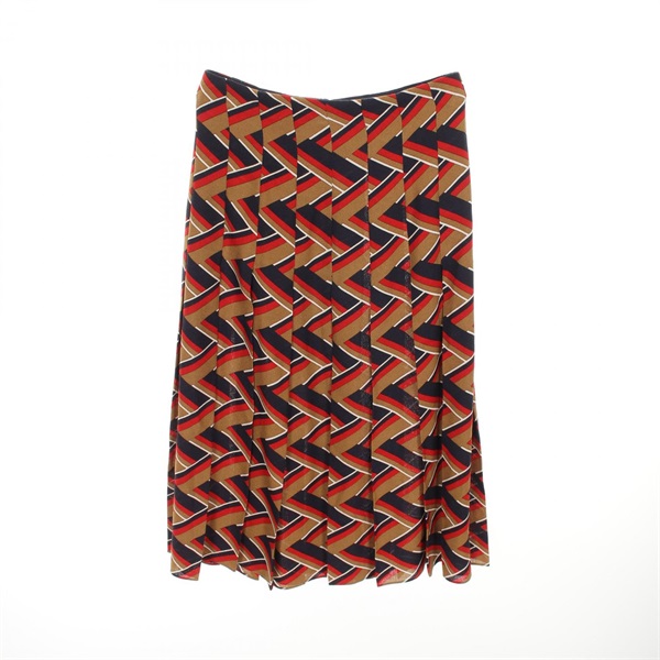 GUCCI Lines Pattern Skirt 419422 Silk Wool Brown Multicolor Size 36 Used Women