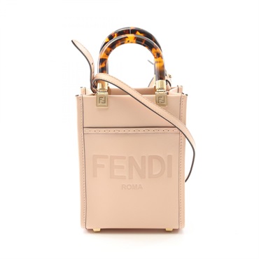 FENDI Sunshine Shopper Mini 2way Shoulder Handbag 8BS051 leather Pink Used Women