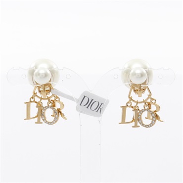 Christian Dior Tribales clip Earrings Gold Plated Artificial pearl Beige women