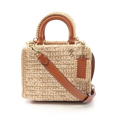 COACH Rogue 20 2way Shoulder Handbag CJ635 leather Fabric Beige Brown Used Women