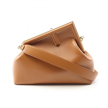 FENDI First Medium Business Shoulder Clutch Bag 8BP127 Leather Brown Used Women