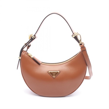 PRADA SOFT CALF ARCE Hand shoulder bag 1BC194 leather Brown cognac Used Women