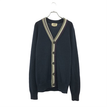 HERMES V-neck cardigan sweater cashmere Navy Used mens size S