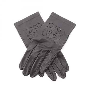 LOEWE anagram gloves leather Black Used Women 20.5cm