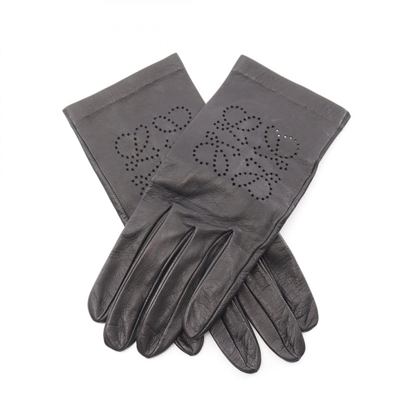 LOEWE anagram gloves leather Black Used Women 20.5cm