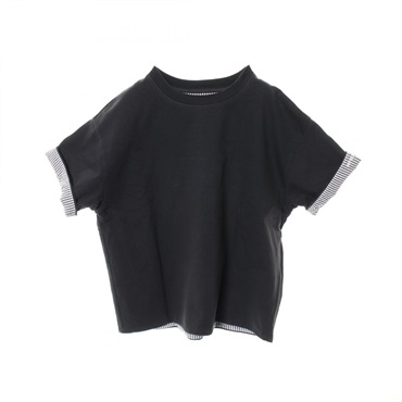 BOTTEGA VENETA Double Layer Stripe T-shirt 753811 Cotton Navy #S Used Women