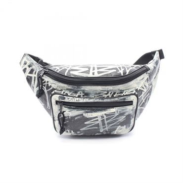 BALENCIAGA Explorer Beltpack Graffiti Waist bag 529550 Leather Black Used women