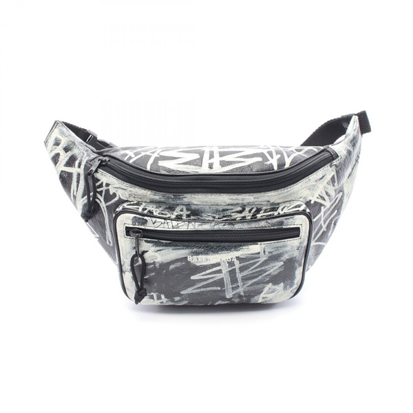 BALENCIAGA Explorer Beltpack Graffiti Waist bag 529550 Leather Black Used women