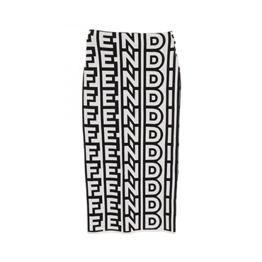 FENDI × MARC JACOBS Midi Skirt FZQ702 AMDS Nylon White Black #36 Used Women