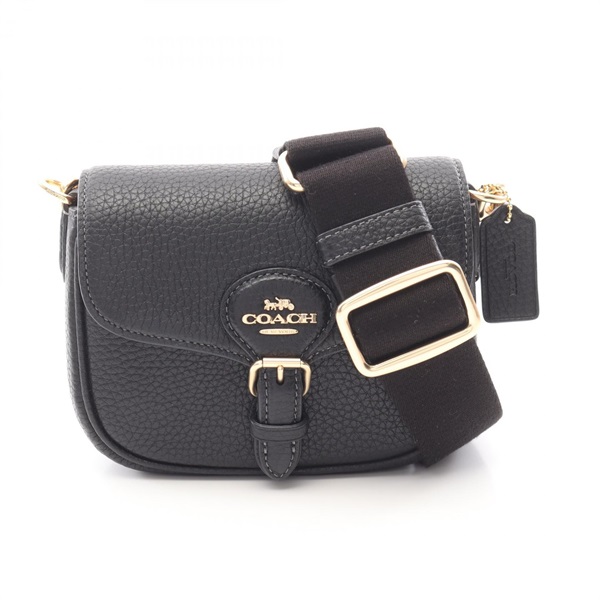 COACH Amelia Small Saddle Shoulder Bag CP001 Leather Black Used Women