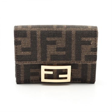 FENDI  Baguette Zucca FF Micro Tri-fold Wallet 8M0395A98PF0A6E Canvas Brown Used