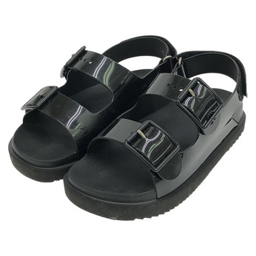 GUCCI Strappy Platform Sandals Rubber Black #37 Heel Height: 3.5cm Used Women