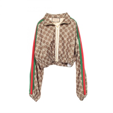 GUCCI Interlocking G Sherry Line Bomber Jacket 671495 Polyester Cotton Brown M