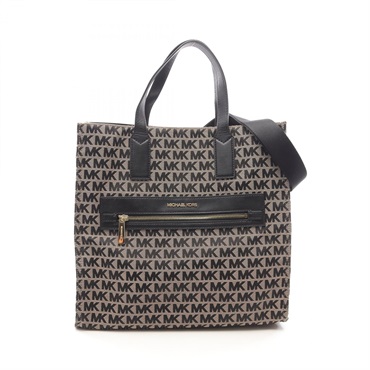 Michael Kors Tote Shoulder Bag 35F9SY9T3J canvas leather Beige Black Used Women
