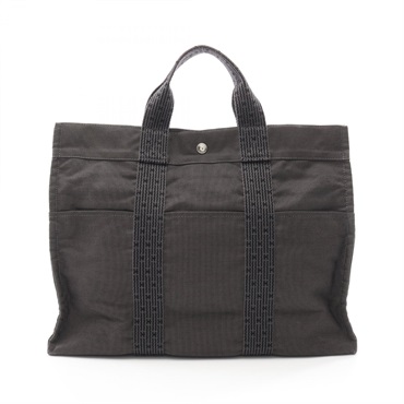 HERMES Herline MM Tote Hand Bag 100951M Nylon canvas Gray Used unisex SHW