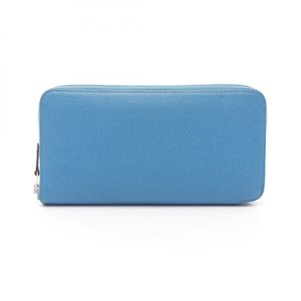 HERMES Azap long silk in wallet Epsom leather Blue Used Women A