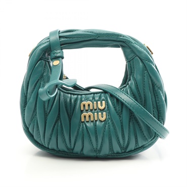 Miu Miu Wonder Matelasse Micro Hobo shoulder Handbag 5NR019 leather Green Used