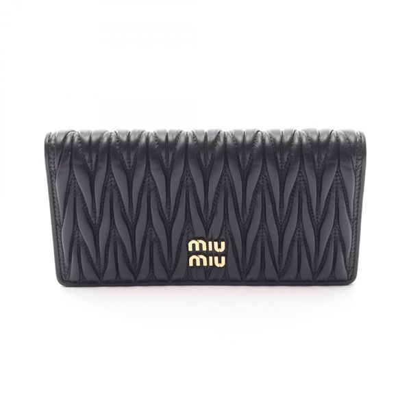 Miu Miu Matelasse Bi-fold purse wallet 5MV027 leather Black Women