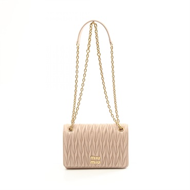Miu Miu Matelasse mini chain Shoulder Bag 5BP065 leather Pink Used Women