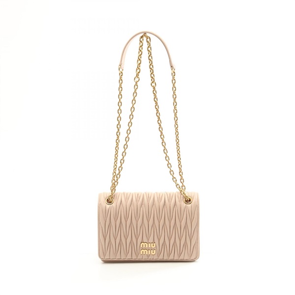 Miu Miu Matelasse mini chain Shoulder Bag 5BP065 leather Pink Used Women