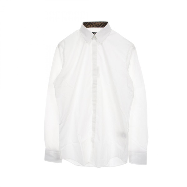 FENDI Zucca pattern long sleeve shirt FS0703 cotton White Used mens #38