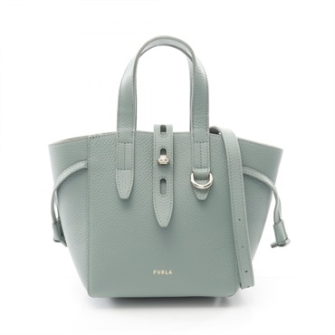 Furla Net Shoulder Handbag leather Green Used Women crossbody