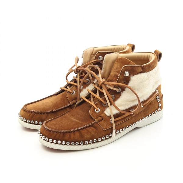Christian Louboutin TORONT FLAT Spike Stud Moccasins boots #41.5 Suede Mouton