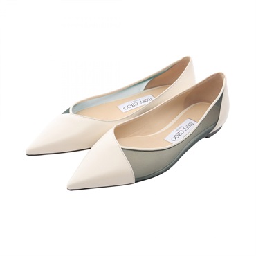 JIMMY CHOO SAIA FLAT pumps shoes #36.5 leather White Green Used Women