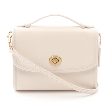 COACH Kip Turnlock Crossbody Shoulder Handbag C3486 Leather Beige Used Women