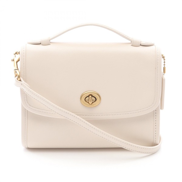 COACH Kip Turnlock Crossbody Shoulder Handbag C3486 Leather Beige Used Women