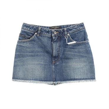 DOLCE & GABBANA Denim A-line Mini Skirt Cotton Navy #40 Used Women