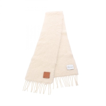LOEWE Anagram Scarf with fringe Shawl Wrap Mohair Beige Used Women