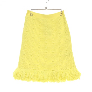 BOTTEGA VENETA knitted fringe skirt 648956 cotton Yellow Size S Used Women