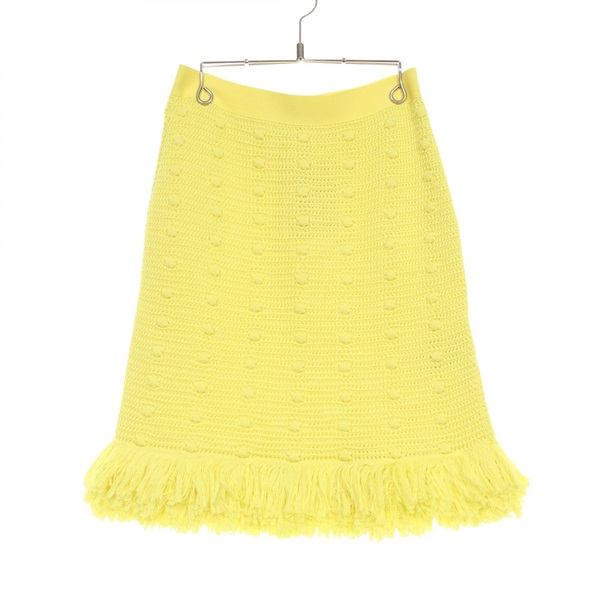 BOTTEGA VENETA knitted fringe skirt 648956 cotton Yellow Size S Used Women