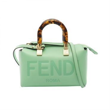 FENDI By The Way Mini Crossbody Shoulder Handbag 8BS067 Leather Green Used Women