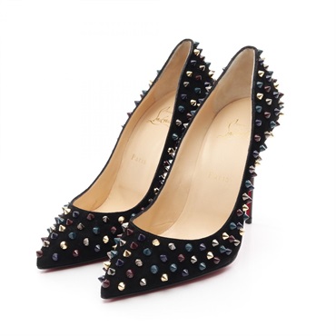 Christian Louboutin FOLLIES SPIKES Pumps Suede Black Multicolor #40 Used Women
