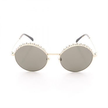 CHANEL Round shape sunglasses eyewear 4234-H Gold Plated Artificial pearl Used