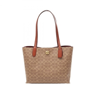 COACH Shoulder Tote Bag C0693 Canvas Leather Beige Brown Used Women