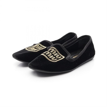Miu Miu Flats shoes Fabric Black Used Women #35