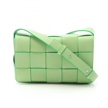 BOTTEGA VENETA Cassette Maxi Intrecciato Shoulder Bag 578004 Leather Green Used