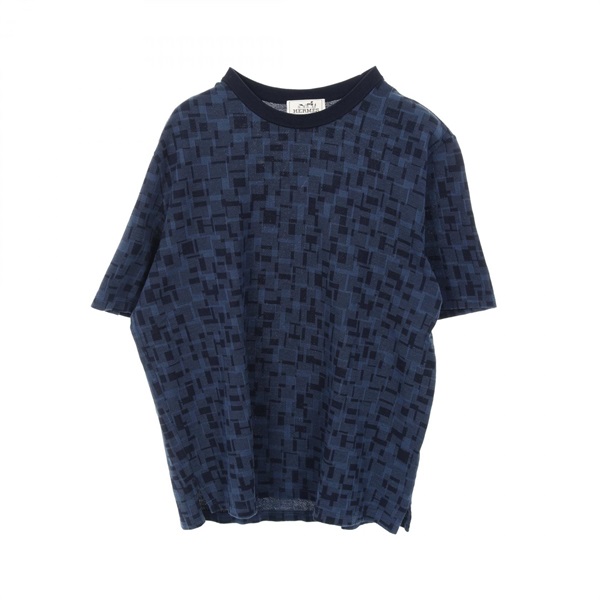 HERMES Calques en H Pique T-shirt cotton Navy Used mens #S