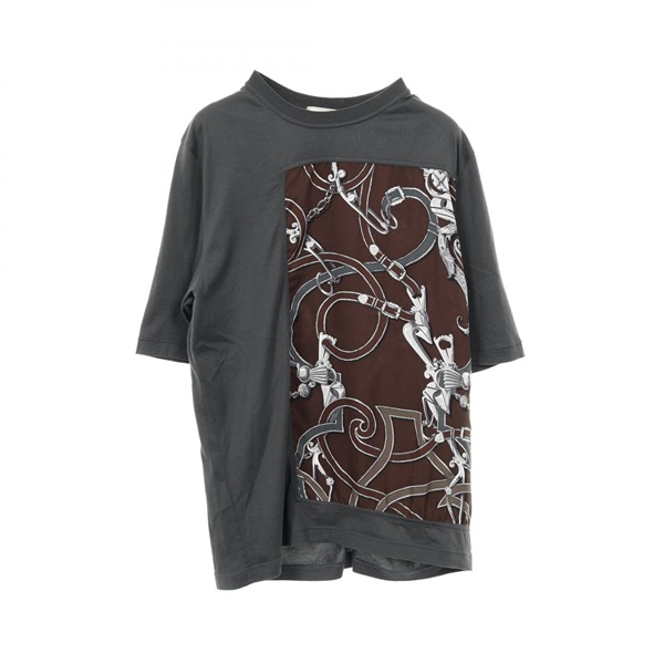 HERMES L'Instruction du Roy T-shirt silk cotton Gray Brown Used mens #S