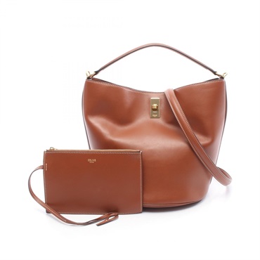 CELINE Teen Bucket 16 Shoulder Handbag leather Brown Used Women