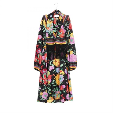 GUCCI x Ken Scott Floral Dress 650508 Silk Black Multicolor Size 42 Used Women