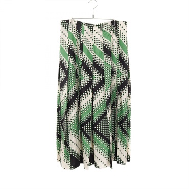 GUCCI Print Pleated Skirt 409370 silk Green Black Beige Size 42 Used Women
