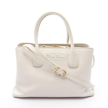 Miu Miu Madras 2Way Crossbody Shoulder Tote Handbag leather White Used Women
