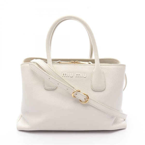 Miu Miu Madras 2Way Crossbody Shoulder Tote Handbag leather White Used Women